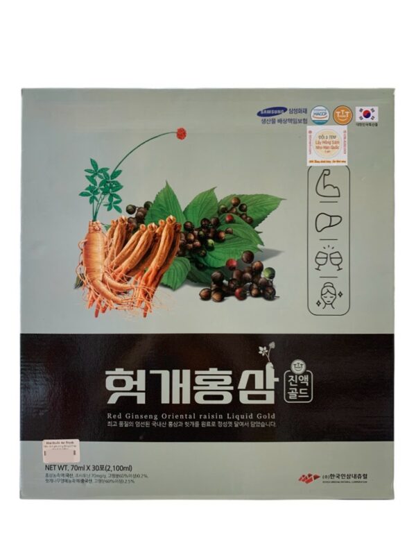Nho khô phương Đông Hồng sâm – Red Ginseng oriental raisin liquid gold – Hộp 30 túi x 70 ml