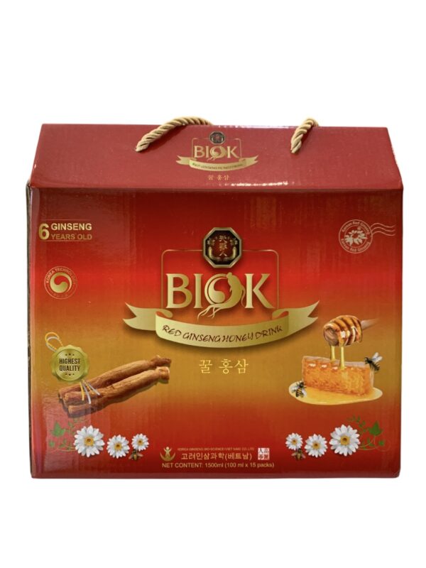 Nước uống Hồng sâm mật ong Biok – Hộp 15 túi x 100 ml
