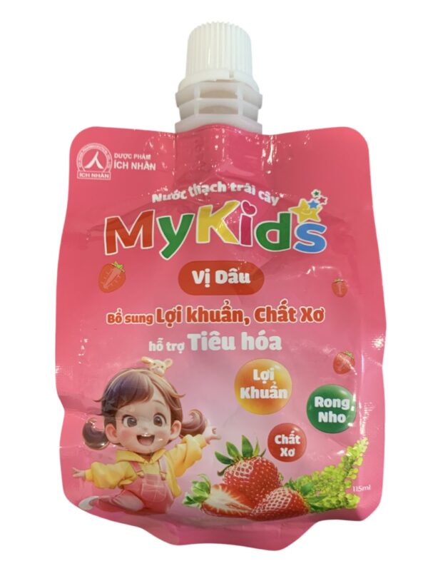 Nước thạch trái cây Mykids vị Dâu – Túi 115ml
