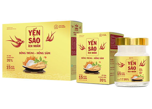 Thực phẩm bổ sung Yến sào Ích Nhân Đông trùng – Hồng sâm – Set hộp 6 lọ x 70 ml